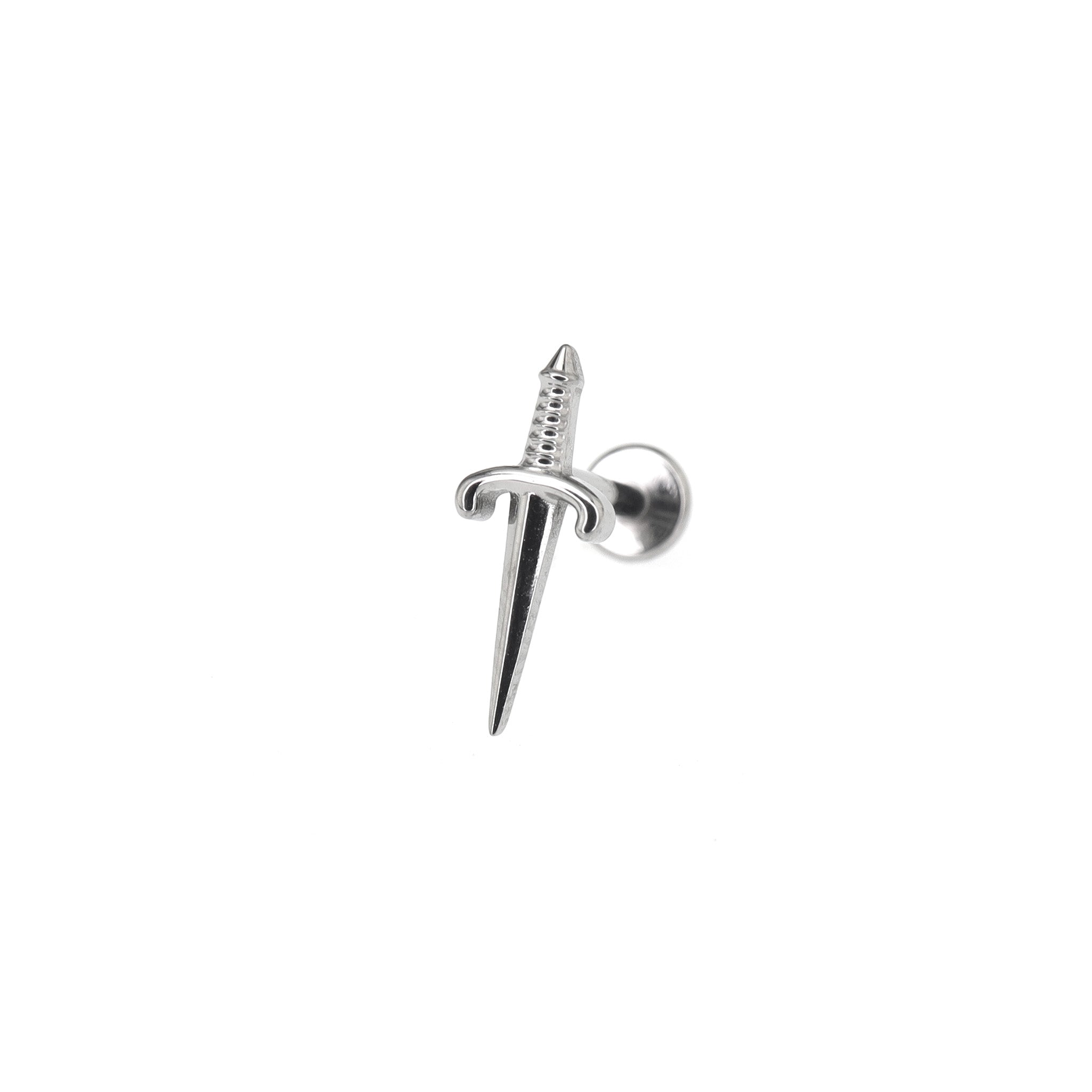 Iridescent Dagger Internally Threaded Titanium Ear Studs - Iridescent Dagger Internally Threaded Titanium Ear Studs - Sliver / 6mm by CRUXJEWELRY