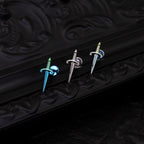 Iridescent Dagger Internally Threaded Titanium Ear Studs - Iridescent Dagger Internally Threaded Titanium Ear Studs - Sliver / 6mm by CRUXJEWELRY