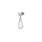 Heart CZ & Opal Teardrop Dangle Titanium Ear Studs - Heart CZ & Opal Teardrop Dangle Titanium Ear Studs - White by CRUXJEWELRY