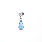 Heart CZ & Opal Teardrop Dangle Titanium Ear Studs - Heart CZ & Opal Teardrop Dangle Titanium Ear Studs - Sky Blue by CRUXJEWELRY