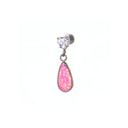 Heart CZ & Opal Teardrop Dangle Titanium Ear Studs - Heart CZ & Opal Teardrop Dangle Titanium Ear Studs - Deep Pink by CRUXJEWELRY