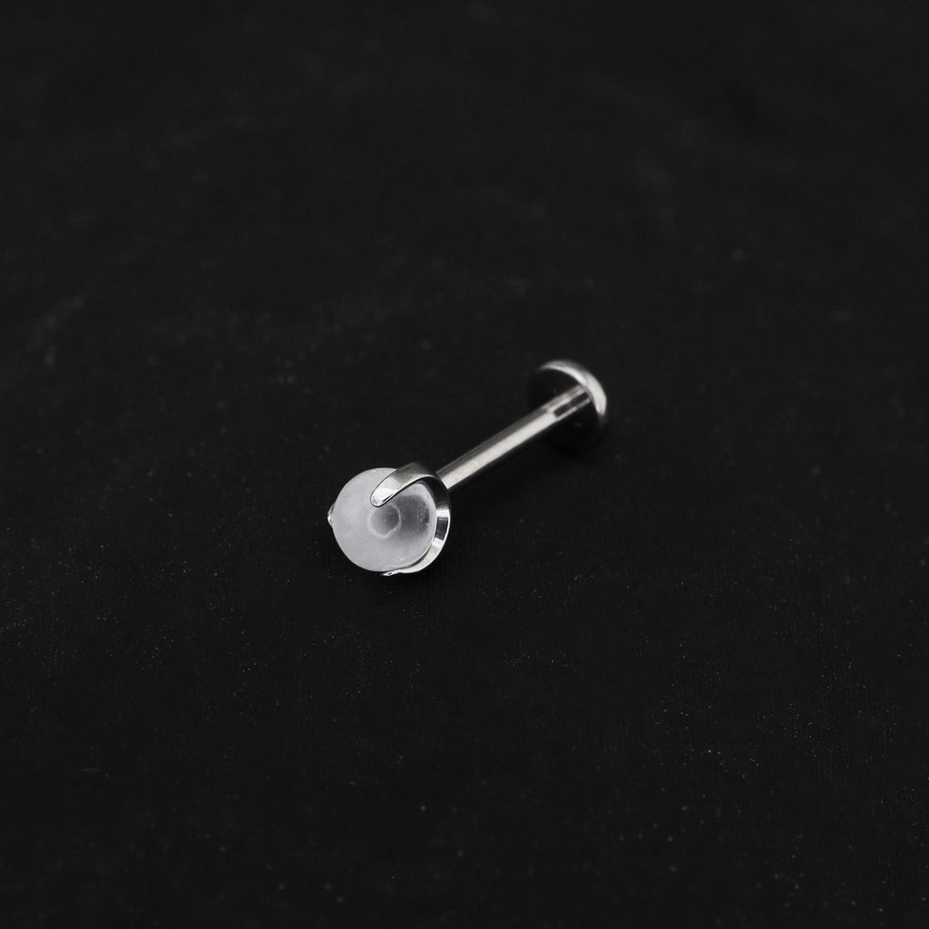 Translucent Cat's Eye Internally Threaded Titanium Studs - Translucent Cat's Eye Internally Threaded Titanium Studs - 6mm by CRUXJEWELRY