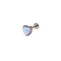 Bezel Rainbow Heart Opal Internally Threaded Titanium Studs - Bezel Rainbow Heart Opal Internally Threaded Titanium Studs - Blue / 6mm by CRUXJEWELRY