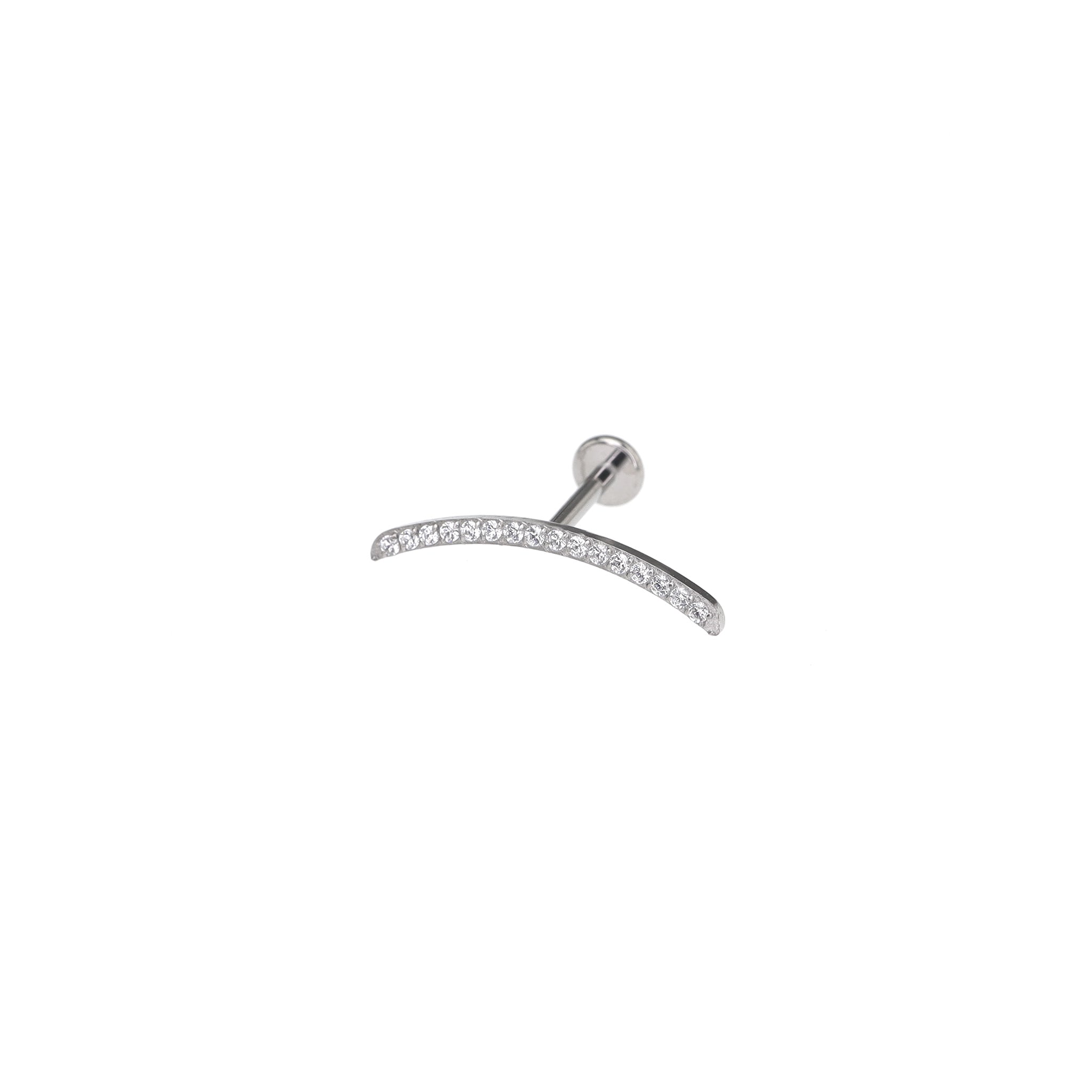 Curved CZ Titanium Tragus Studs - Curved CZ Titanium Tragus Studs - Sliver / 6mm by CRUXJEWELRY