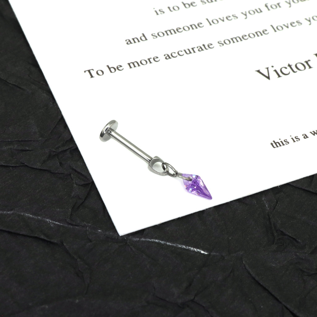 Rainbow Diamond CZ Pendant Internally Threaded Titanium Studs - Rainbow Diamond CZ Pendant Internally Threaded Titanium Studs - White / 6mm by CRUXJEWELRY