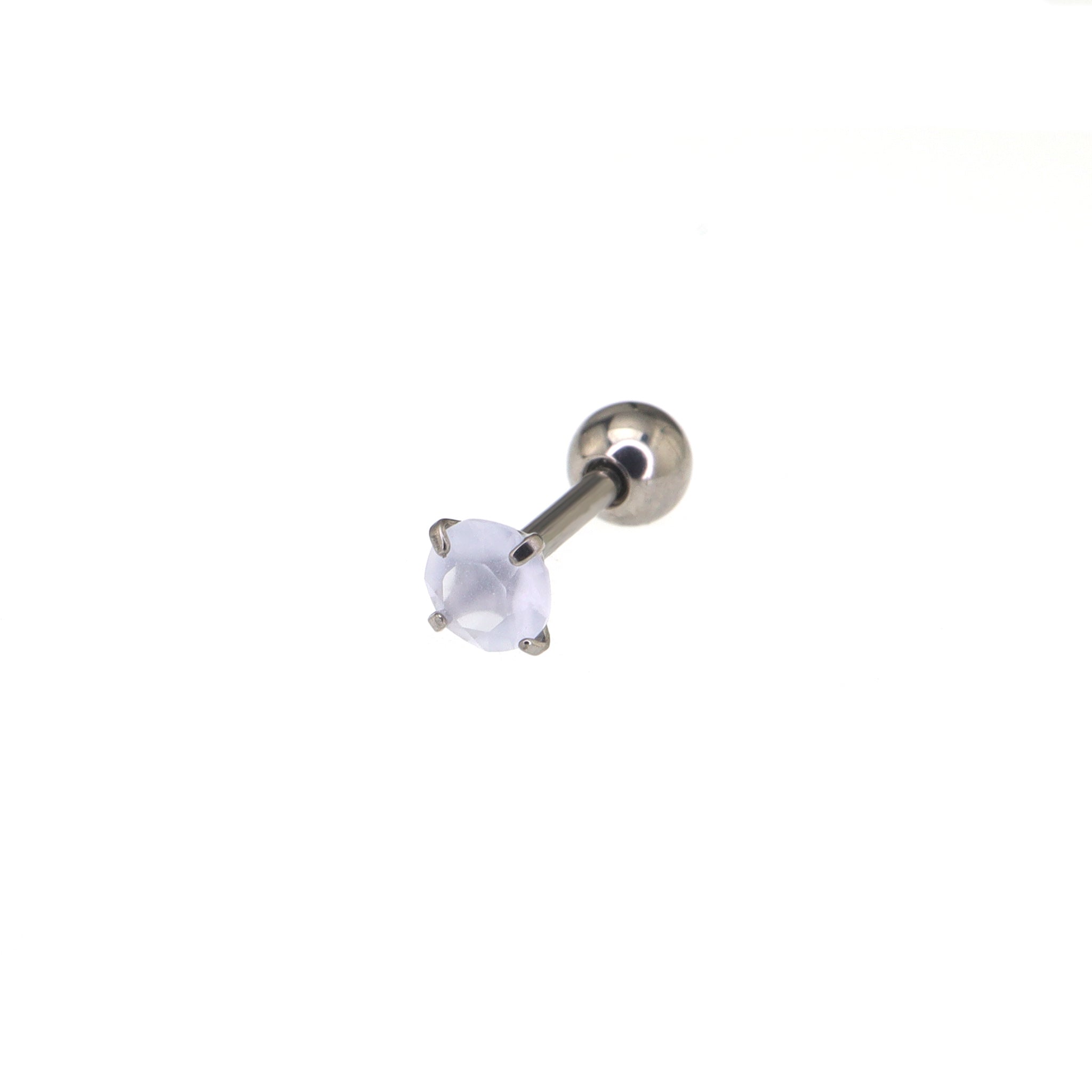 Satin Finish CZ Externally Threaded stainless steel Ear Studs - Satin Finish CZ Externally Threaded stainless steel Ear Studs - Light Purple / 1.2mm/16G by CRUXJEWELRY