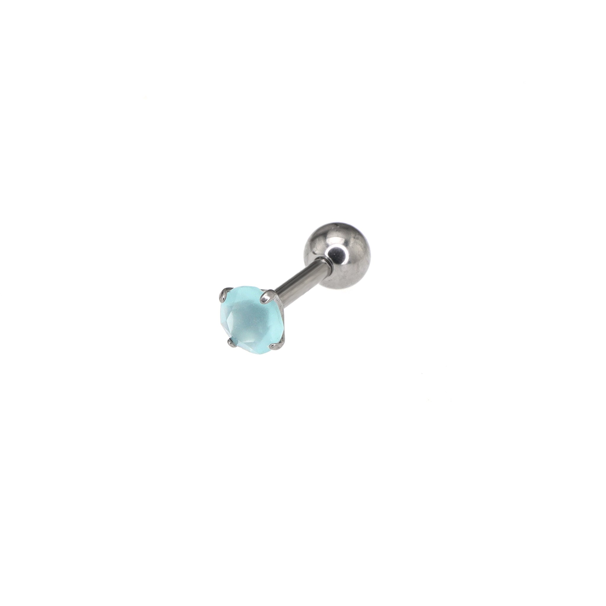 Satin Finish CZ Externally Threaded stainless steel Ear Studs - Satin Finish CZ Externally Threaded stainless steel Ear Studs - Sky Blue / 1.2mm/16G by CRUXJEWELRY