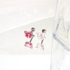 High-Shine CZ Cat Head Internally Threaded Titanium Studs - High-Shine CZ Cat Head Internally Threaded Titanium Studs - Single / White / 6mm by CRUXJEWELRY