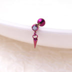 Mini CZ Pendant Spike Internally Threaded Titanium Studs - Mini CZ Pendant Spike Internally Threaded Titanium Studs - 6mm by CRUXJEWELRY