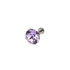 Curved Base High-Shine Swarovski Crystal Internally Threaded Titanium Ear Studs - Curved Base High-Shine Swarovski Crystal Internally Threaded Titanium Ear Studs - Purple / 6mm by CRUXJEWELRY