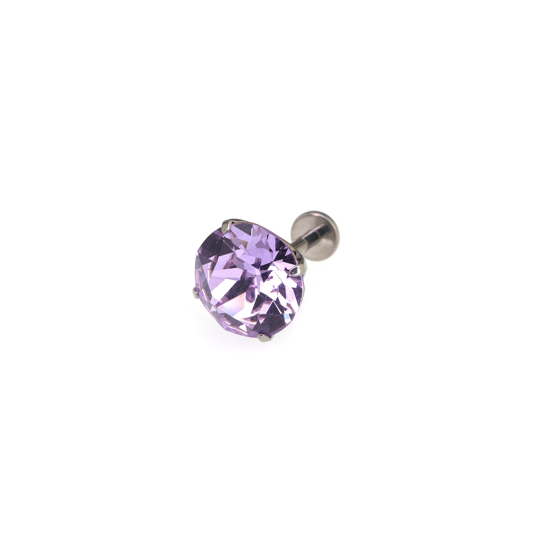 Curved Base High-Shine Swarovski Crystal Internally Threaded Titanium Ear Studs - Curved Base High-Shine Swarovski Crystal Internally Threaded Titanium Ear Studs - Purple / 6mm by CRUXJEWELRY