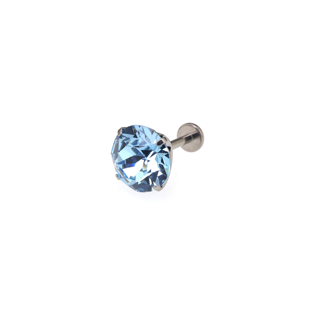 Curved Base High-Shine Swarovski Crystal Internally Threaded Titanium Ear Studs - Curved Base High-Shine Swarovski Crystal Internally Threaded Titanium Ear Studs - Blue / 6mm by CRUXJEWELRY