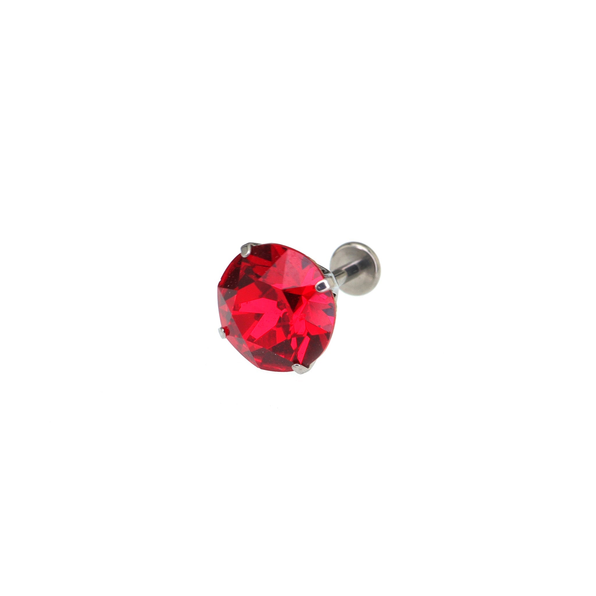 Curved Base High-Shine Swarovski Crystal Internally Threaded Titanium Ear Studs - Curved Base High-Shine Swarovski Crystal Internally Threaded Titanium Ear Studs - Red / 6mm by CRUXJEWELRY
