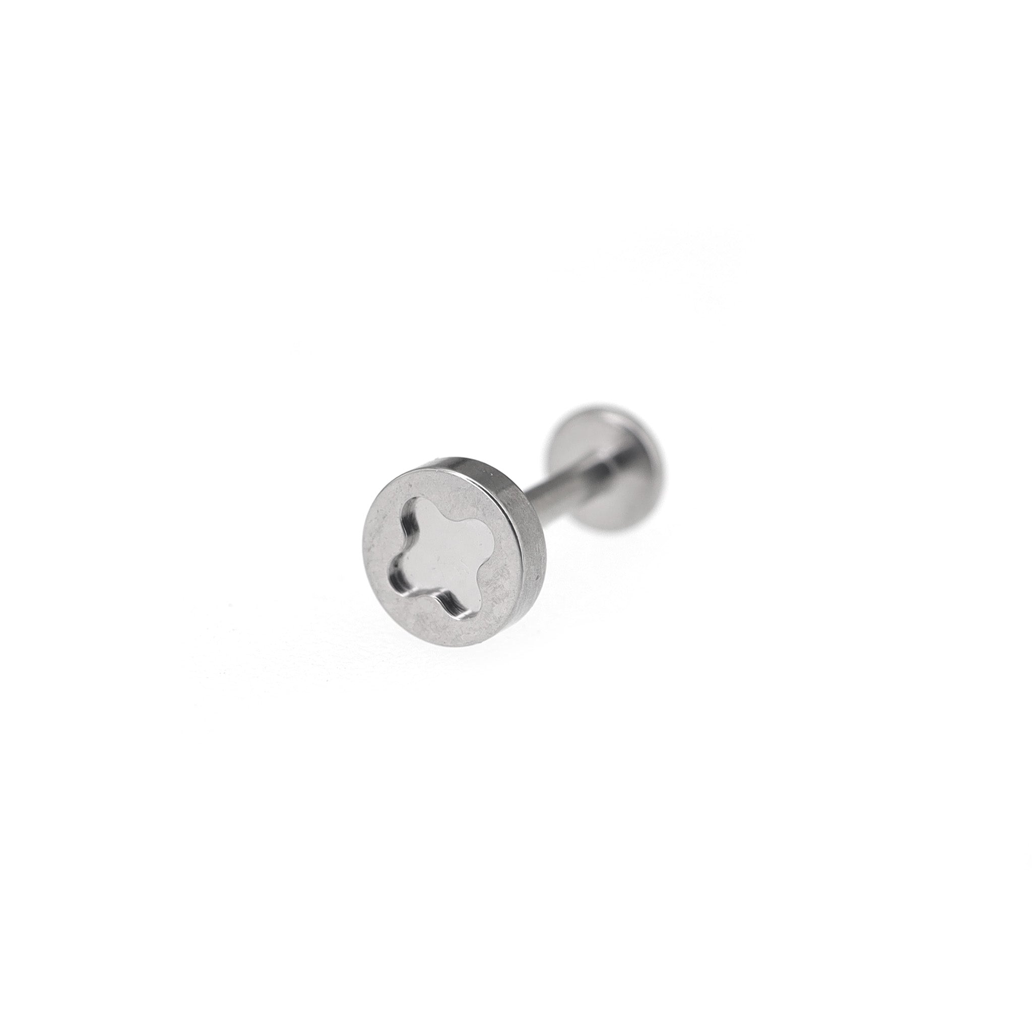 Screw Top Internally Threaded Titanium Lip Ring - Screw Top Internally Threaded Titanium Lip Ring - Cross / 6mm by CRUXJEWELRY