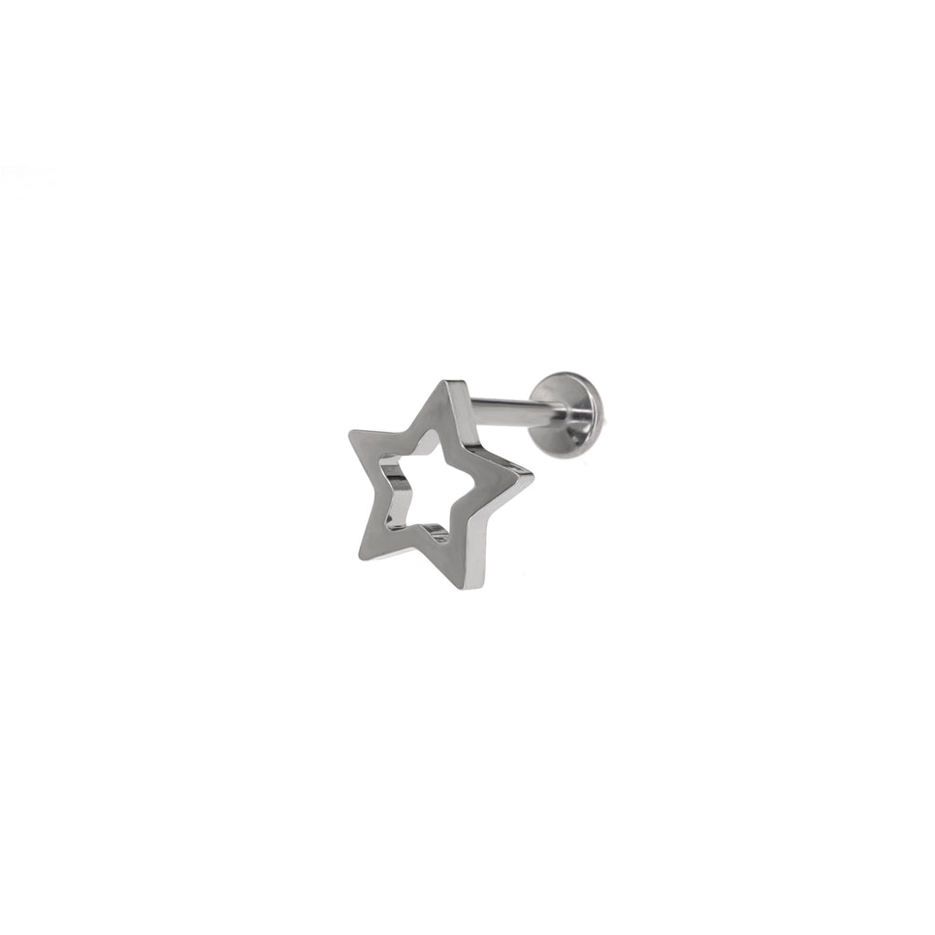 Y2K Chunky Dopamine Thick Cut Pentagram Colorful Star Studs - Sliver