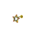 Y2K Chunky Dopamine Thick Cut Pentagram Colorful Star Studs - Pink-Yellow Gradient