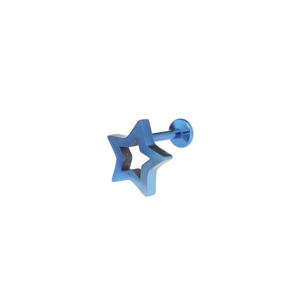Y2K Chunky Dopamine Thick Cut Pentagram Colorful Star Studs - Blue