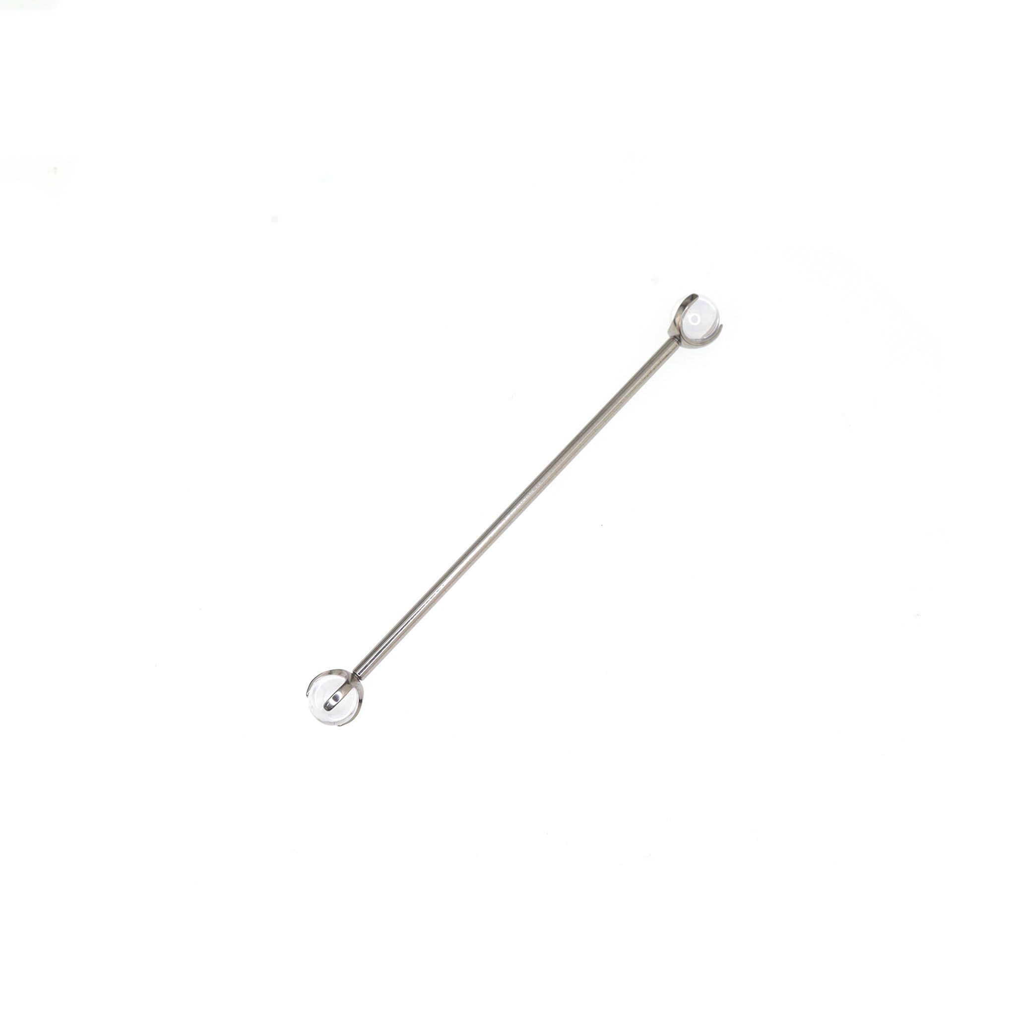 Crystal Double Ball CZ Titanium Industrial Barbell - Crystal Double Ball CZ Titanium Industrial Barbell - White / 4mm by CRUXJEWELRY