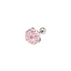 8mm Externally Threaded Rose-Cut CZ Stainless Steel Ear Studs - 8mm Externally Threaded Rose-Cut CZ Stainless Steel Ear Studs - Pink by CRUXJEWELRY
