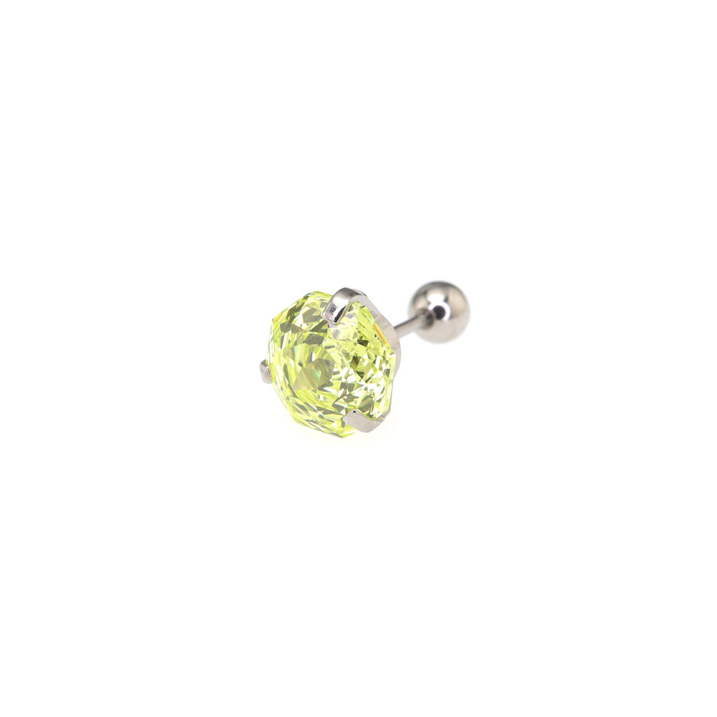 8mm Externally Threaded Rose-Cut CZ Stainless Steel Ear Studs - 8mm Externally Threaded Rose-Cut CZ Stainless Steel Ear Studs - Light Yellow by CRUXJEWELRY