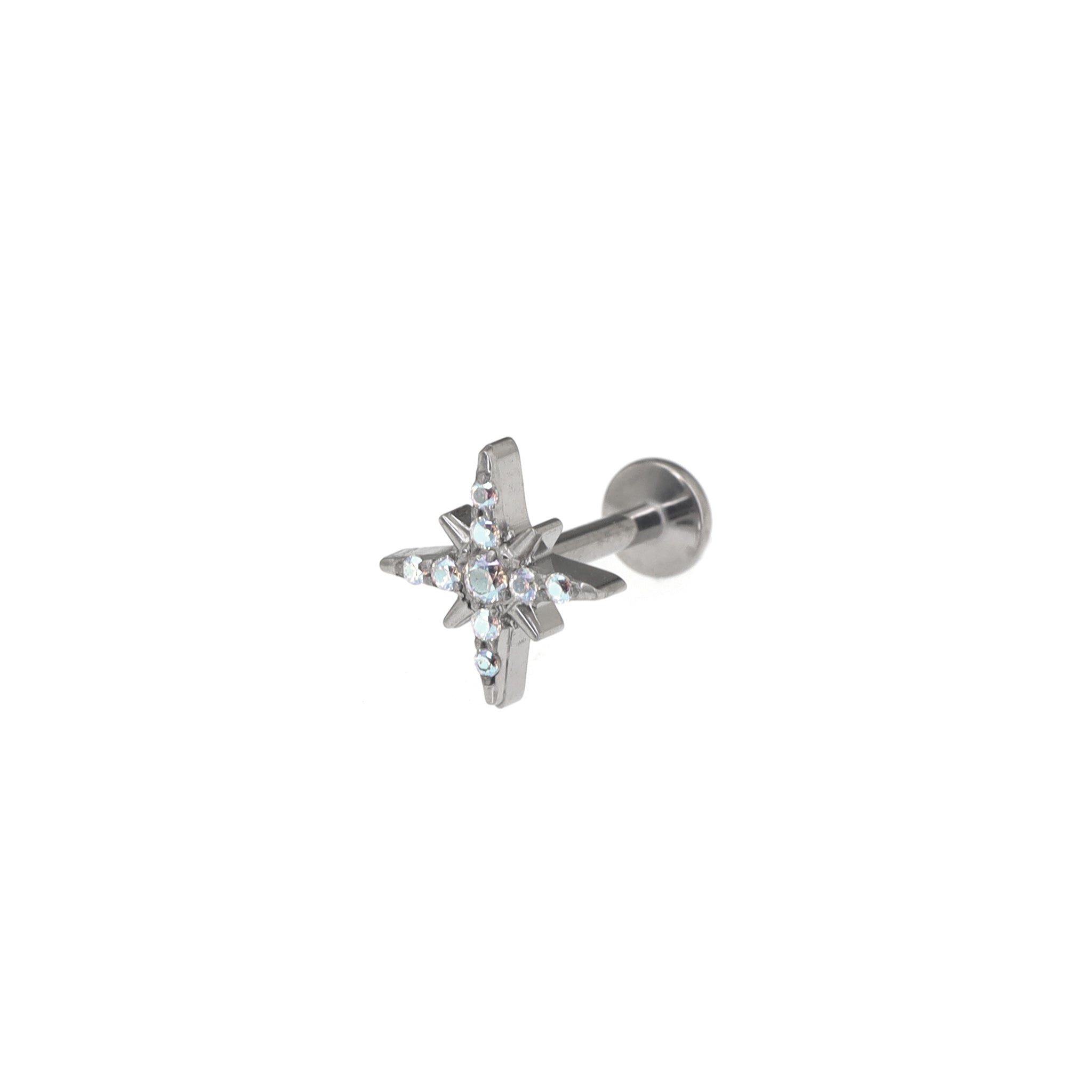 Colorful Octagram Star CZ Titanium Ear Studs - Colorful Octagram Star CZ Titanium Ear Studs - AB Coating / 6mm by CRUXJEWELRY