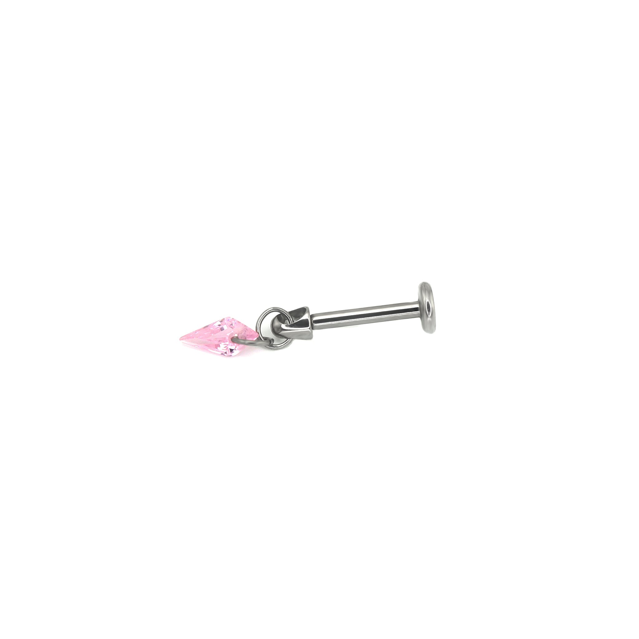Rainbow Diamond CZ Pendant Internally Threaded Titanium Studs - Rainbow Diamond CZ Pendant Internally Threaded Titanium Studs - Pink / 6mm by CRUXJEWELRY