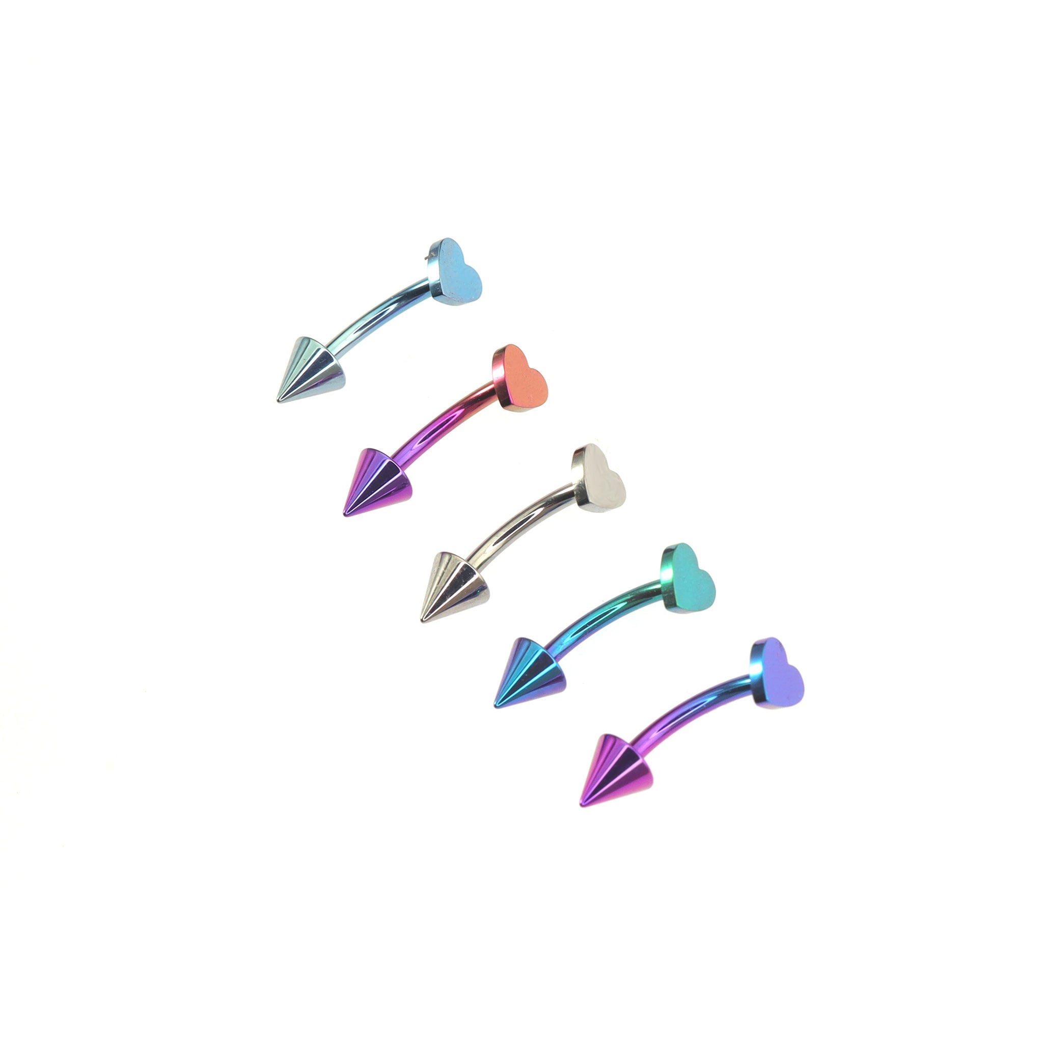 Colorful Heart Spike Titanium Rook Jewelry - Colorful Heart Spike Titanium Rook Jewelry - Blue-Purple Gradient / 8mm by CRUXJEWELRY