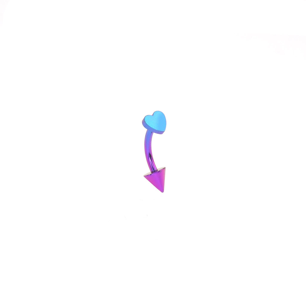 Colorful Heart Spike Titanium Rook Jewelry - Colorful Heart Spike Titanium Rook Jewelry - Blue-Purple Gradient / 8mm by CRUXJEWELRY