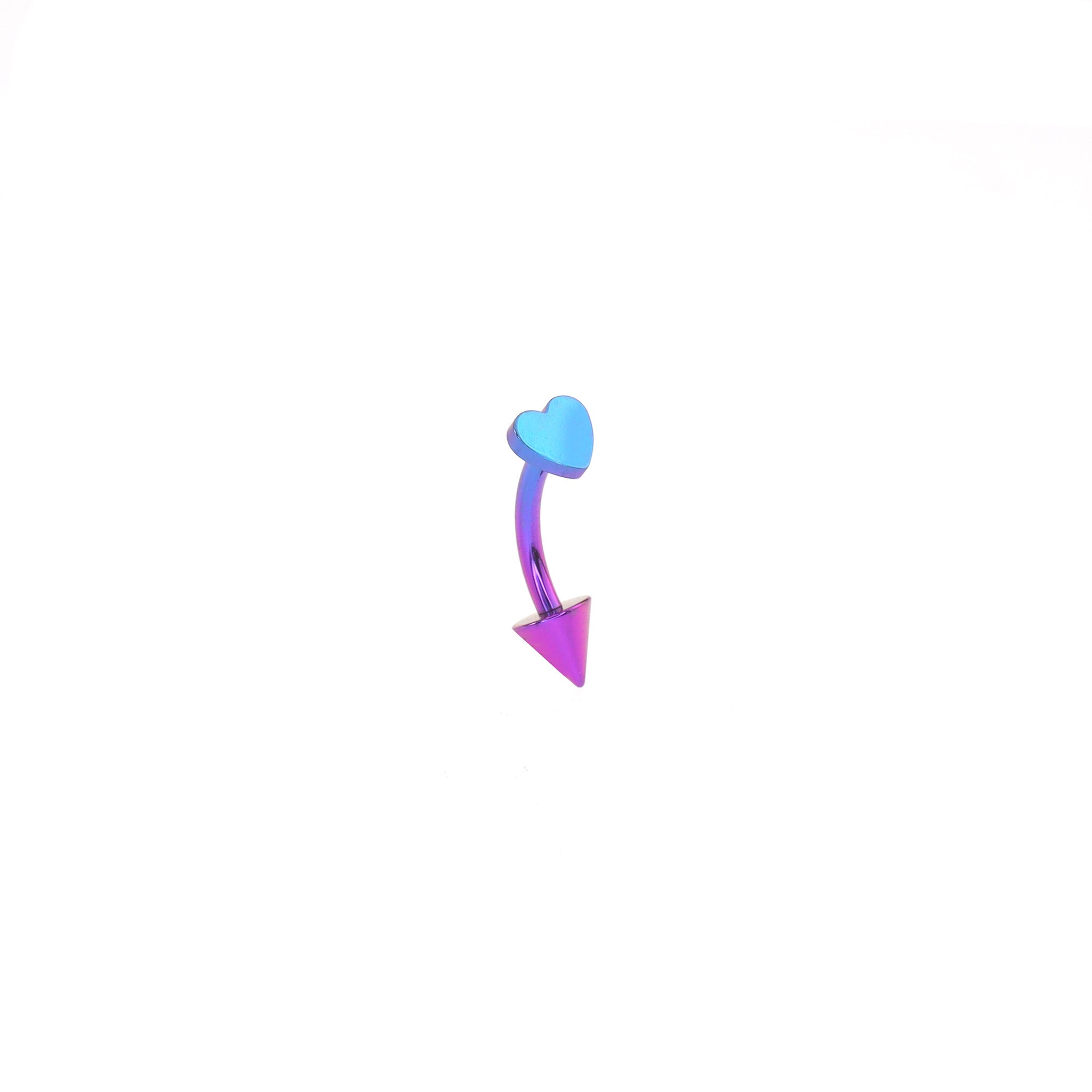 Colorful Heart Spike Titanium Rook Jewelry - Colorful Heart Spike Titanium Rook Jewelry - Blue-Purple Gradient / 8mm by CRUXJEWELRY