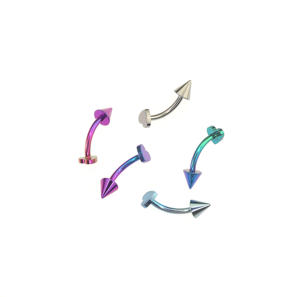 Colorful Heart Spike Titanium Rook Jewelry - Colorful Heart Spike Titanium Rook Jewelry - Blue-Purple Gradient / 8mm by CRUXJEWELRY