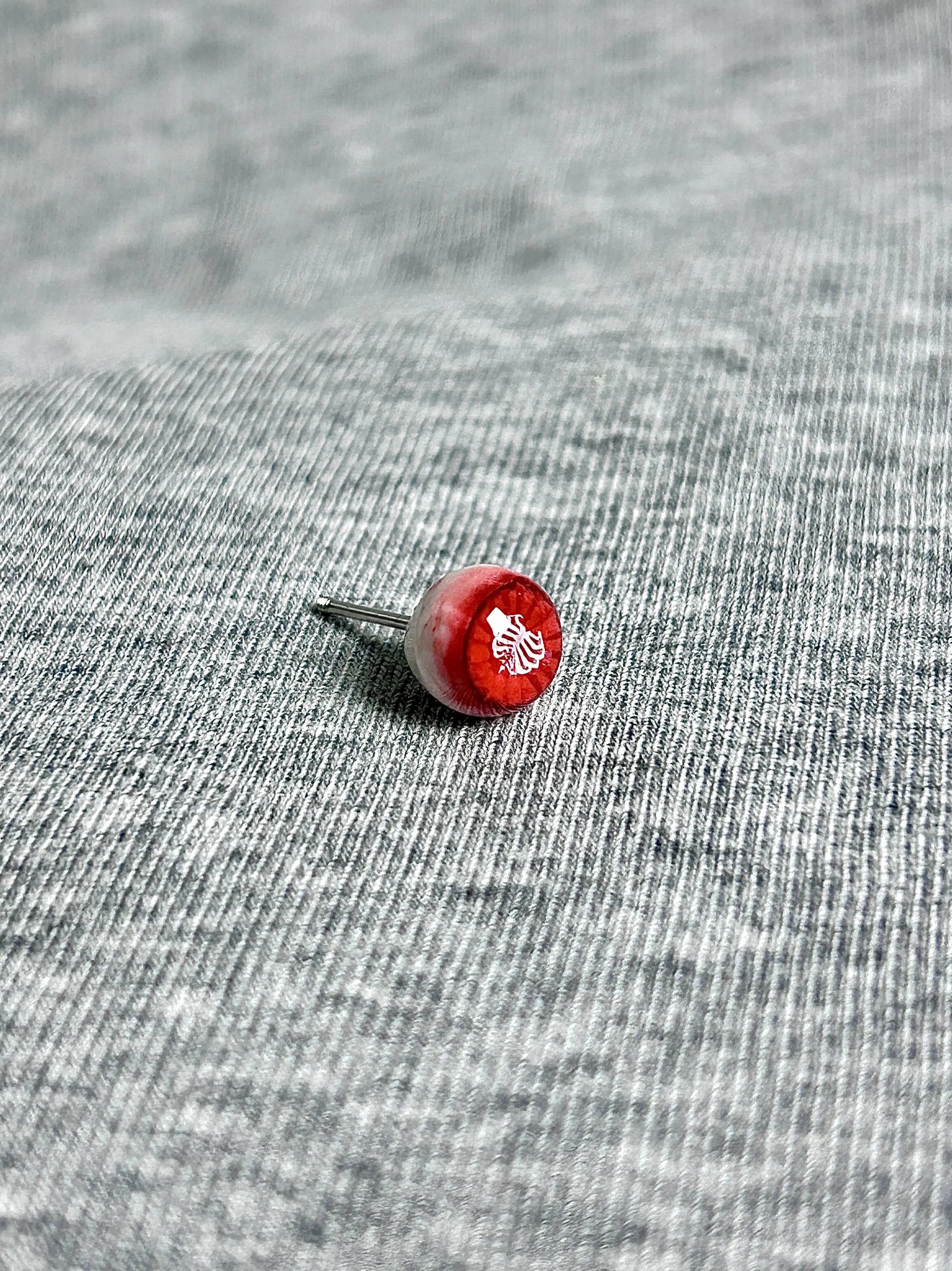 "Bloody Ribs" Dark Eyeball Studs - Red Skeleton Pupil