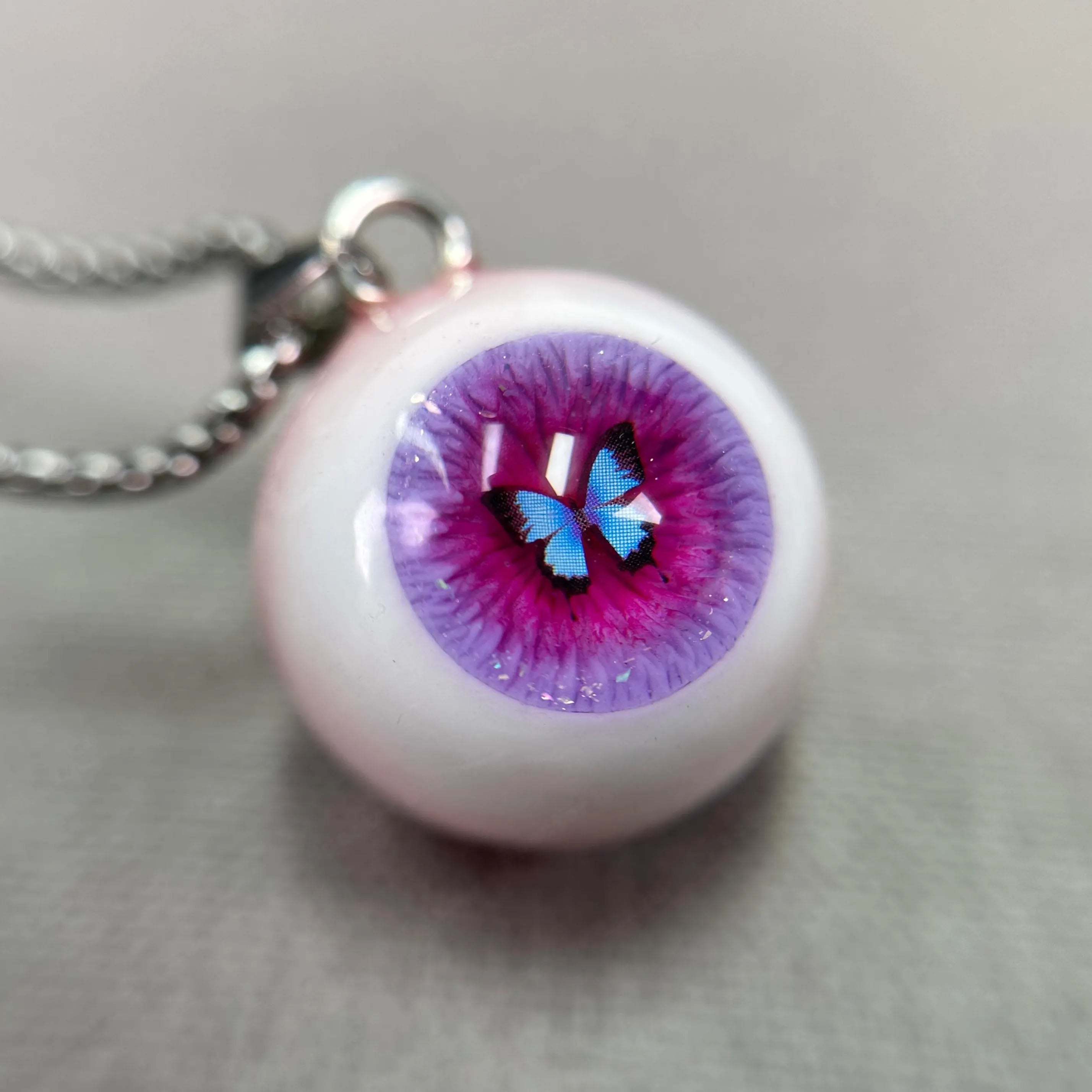 Handmade Realistic Eyeball Necklace - Evil Eye Pendant - Polymer Clay & Resin - Gothic Oddities Gift