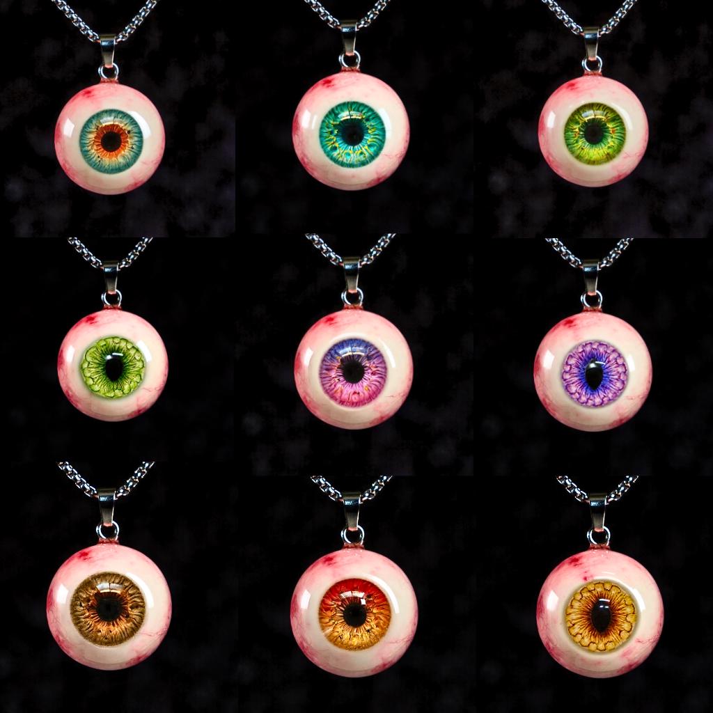 "The Watcher" Realistic Glass Eye Necklace - 9 Color Options