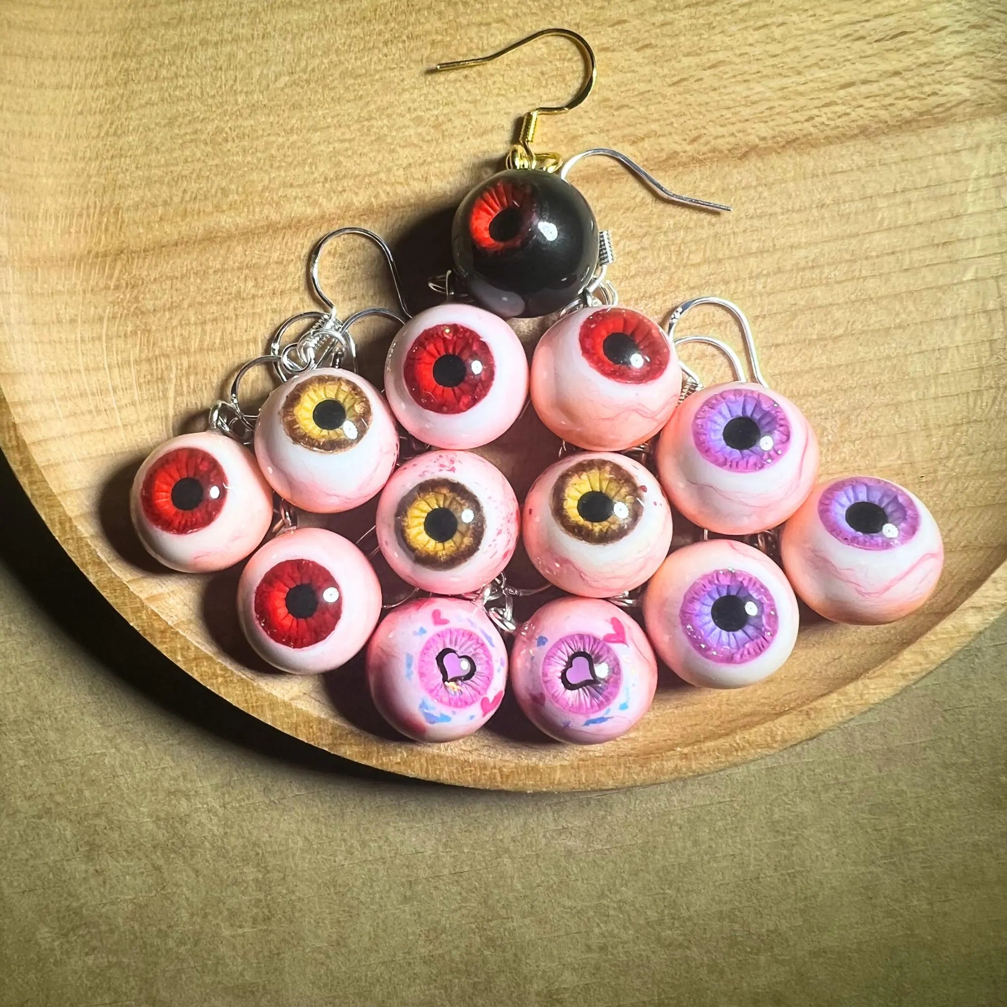 Pair of Hyper-Realistic Eyeball Drop Earrings | Polymer Clay & Resin | S925 Sterling Silver