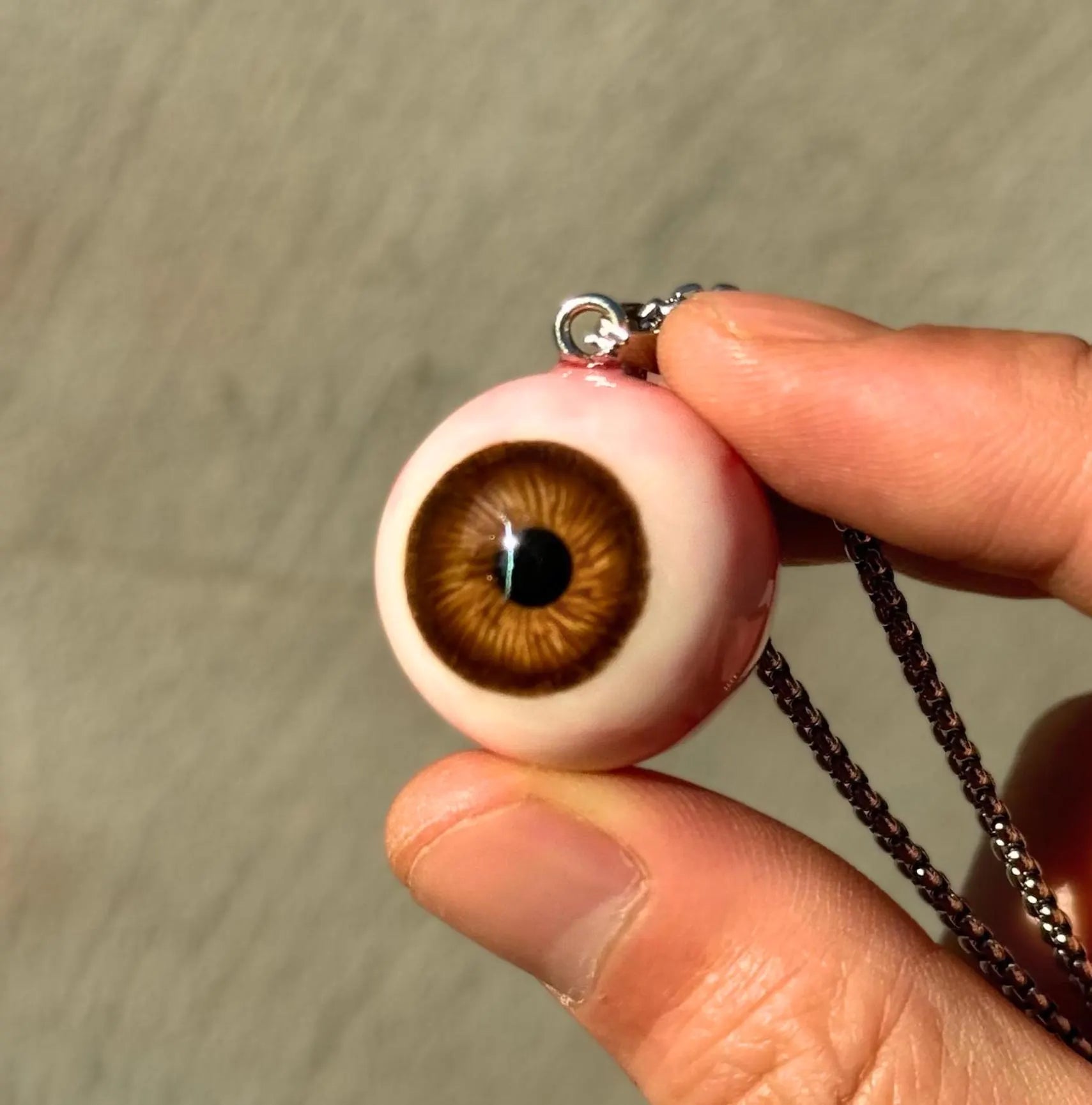 Handmade Realistic Eyeball Necklace - Evil Eye Pendant - Polymer Clay & Resin - Gothic Oddities Gift