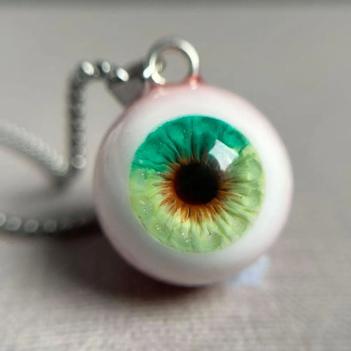 Handmade Realistic Eyeball Necklace - Evil Eye Pendant - Polymer Clay & Resin - Gothic Oddities Gift