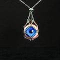 "The Captive" Caged Blue Eye Necklace - Geometric Silver Frame