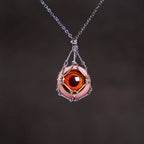 "The Captive" Caged Blue Eye Necklace - Geometric Silver Frame