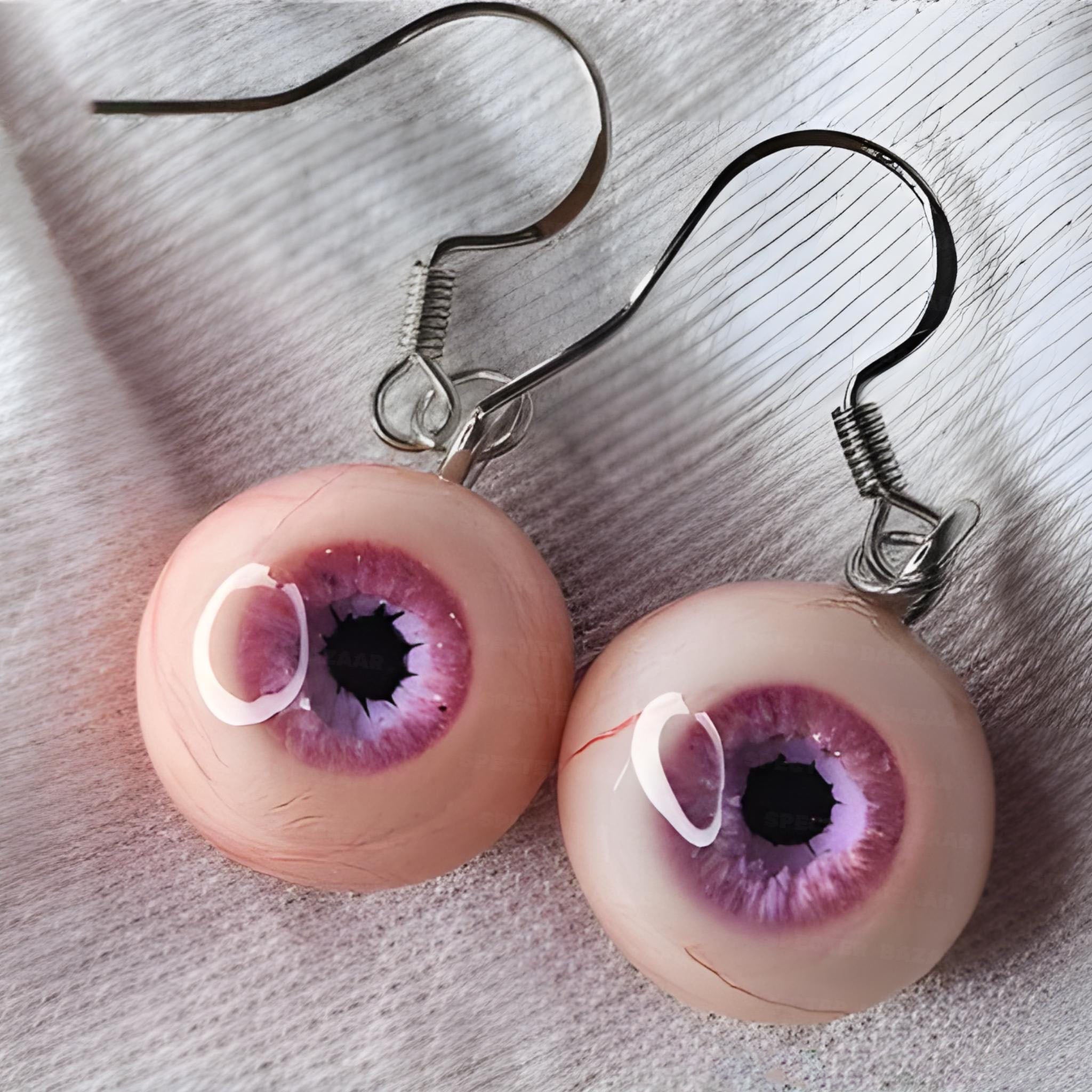 Pair of Hyper-Realistic Eyeball Drop Earrings | Handmade Cthulhu Series | Gothic Horror Resin Jewelry