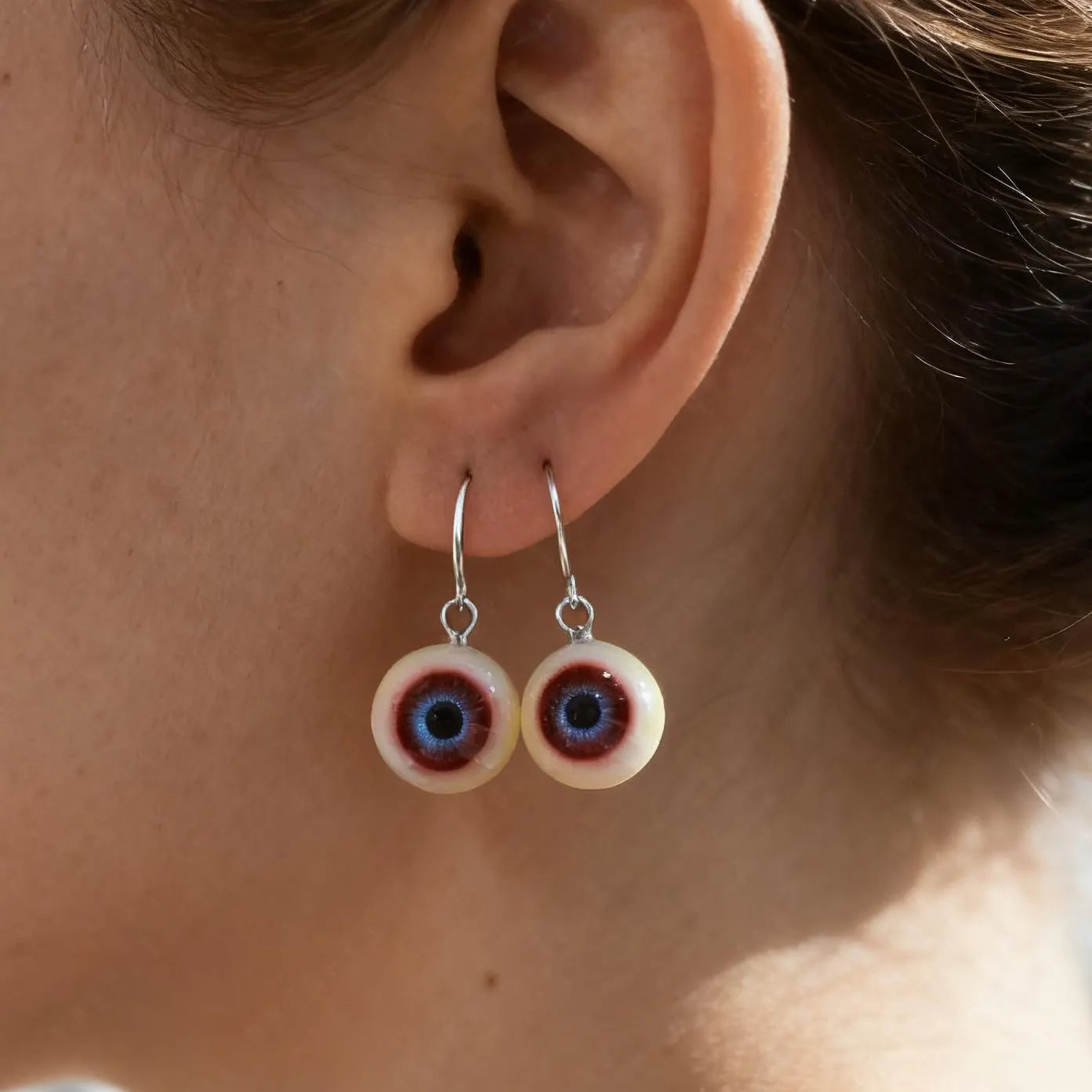 (Pair) Hyper-Realistic Cosmic Blue Eyeball Earrings | S925 Sterling Silver | Spooky-Cute