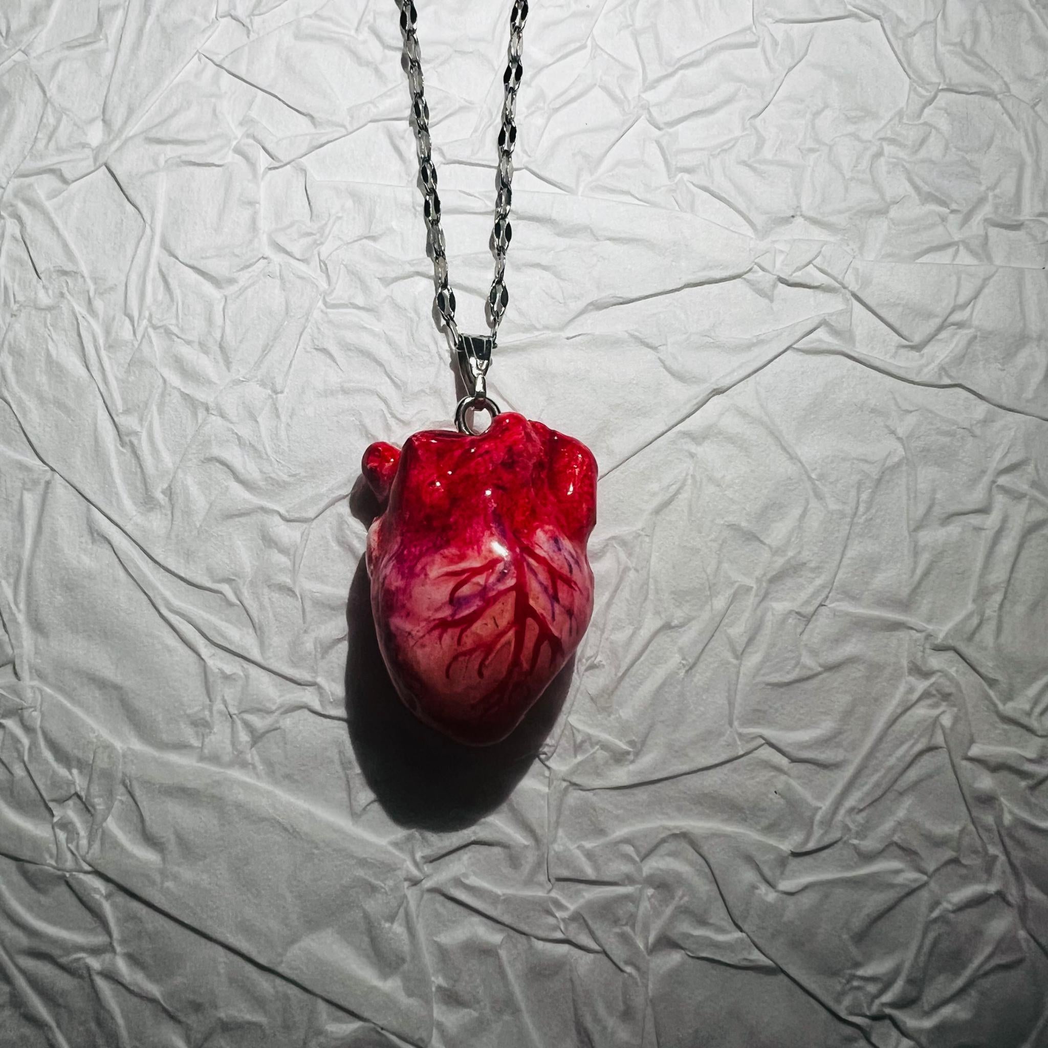 "The Organ" Life-Like Anatomical Heart Necklace - Realistic Vein Detail