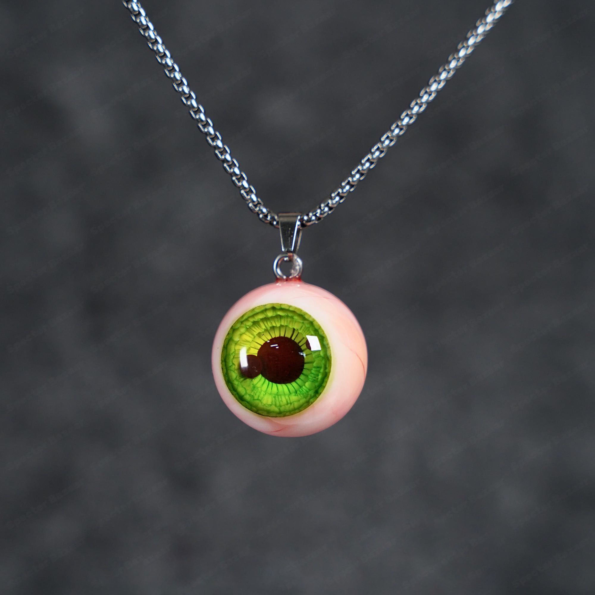 "Gamma Ray" Radioactive Green Mutant Eye Necklace - Splitting Pupil