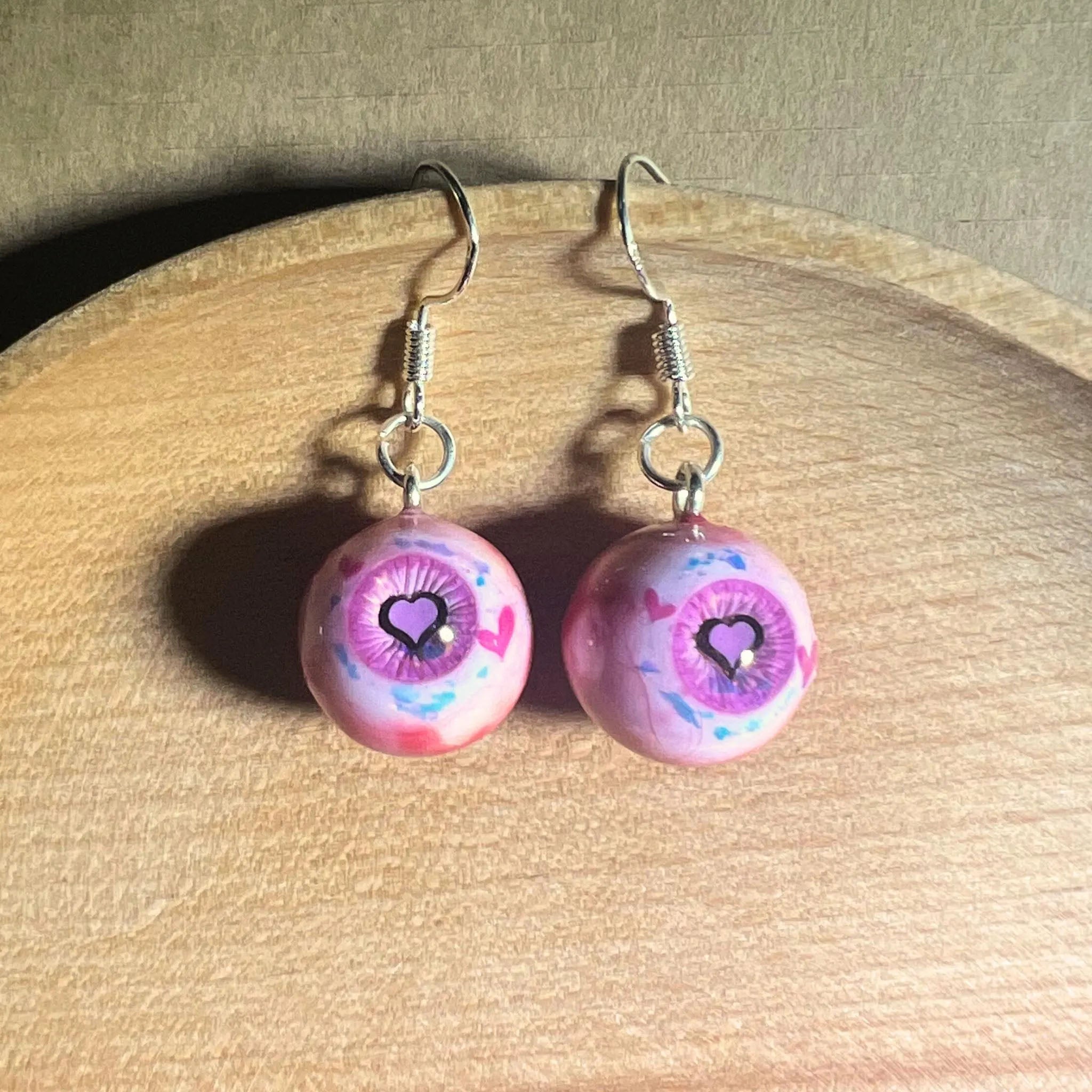Pair of Hyper-Realistic Eyeball Drop Earrings | Polymer Clay & Resin | S925 Sterling Silver