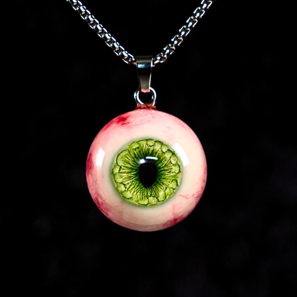 "The Watcher" Realistic Glass Eye Necklace - 9 Color Options
