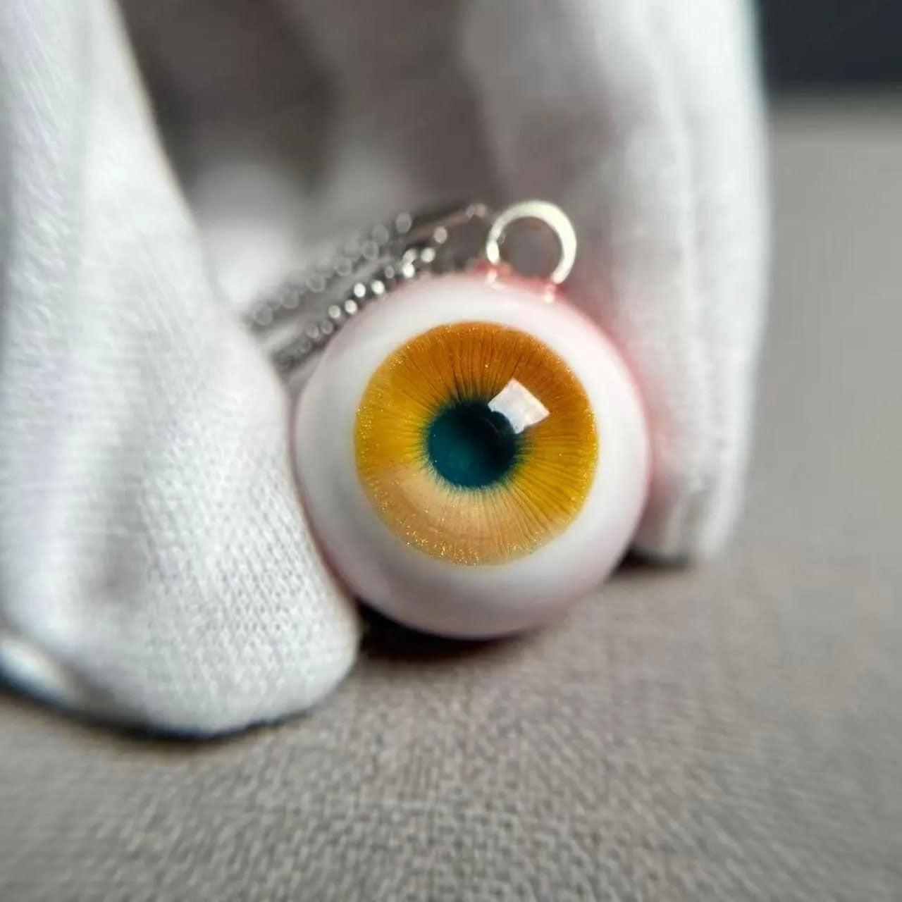 Handmade Realistic Eyeball Necklace - Evil Eye Pendant - Polymer Clay & Resin - Gothic Oddities Gift