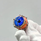 "The Captive" Caged Blue Eye Necklace - Geometric Silver Frame