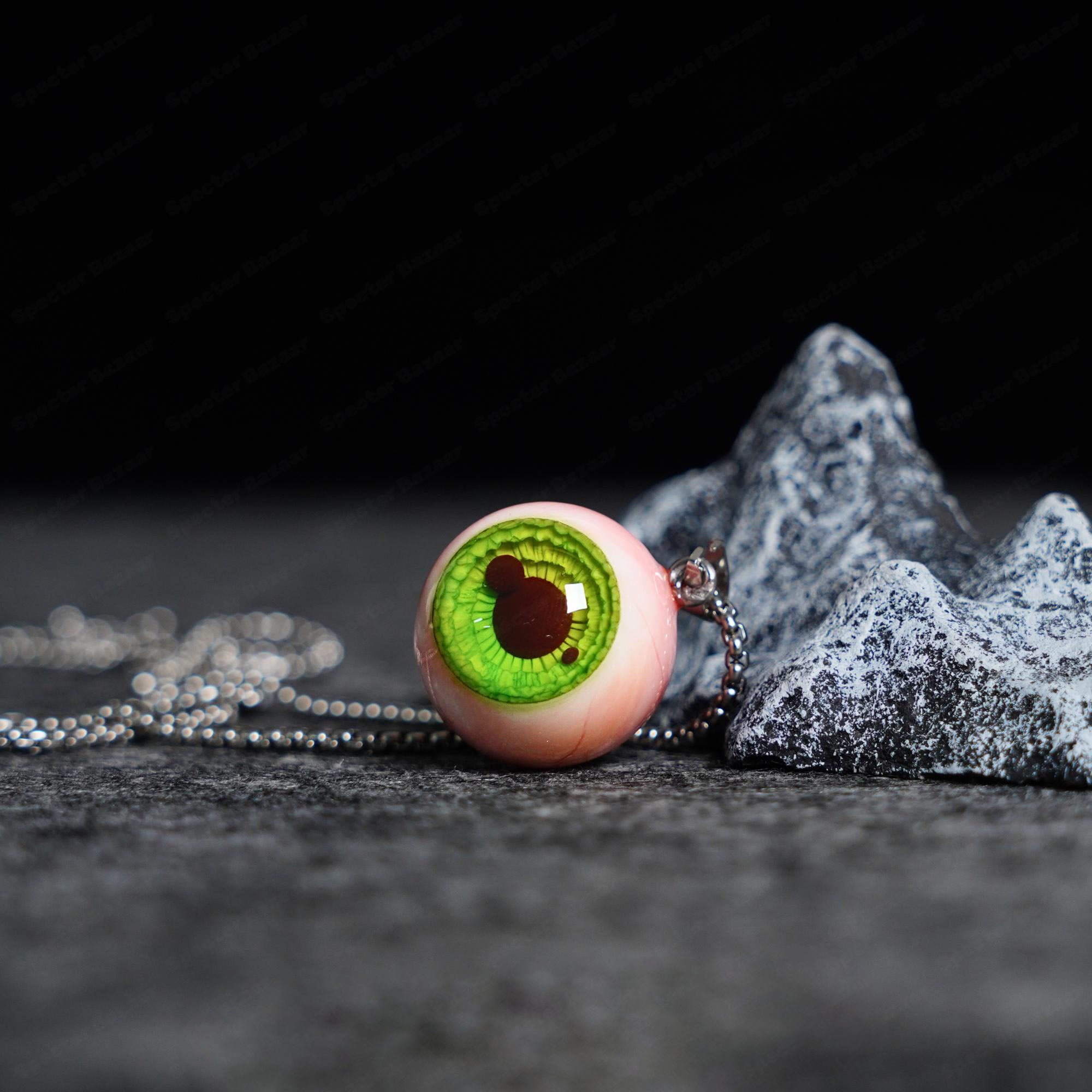 "Gamma Ray" Radioactive Green Mutant Eye Necklace - Splitting Pupil