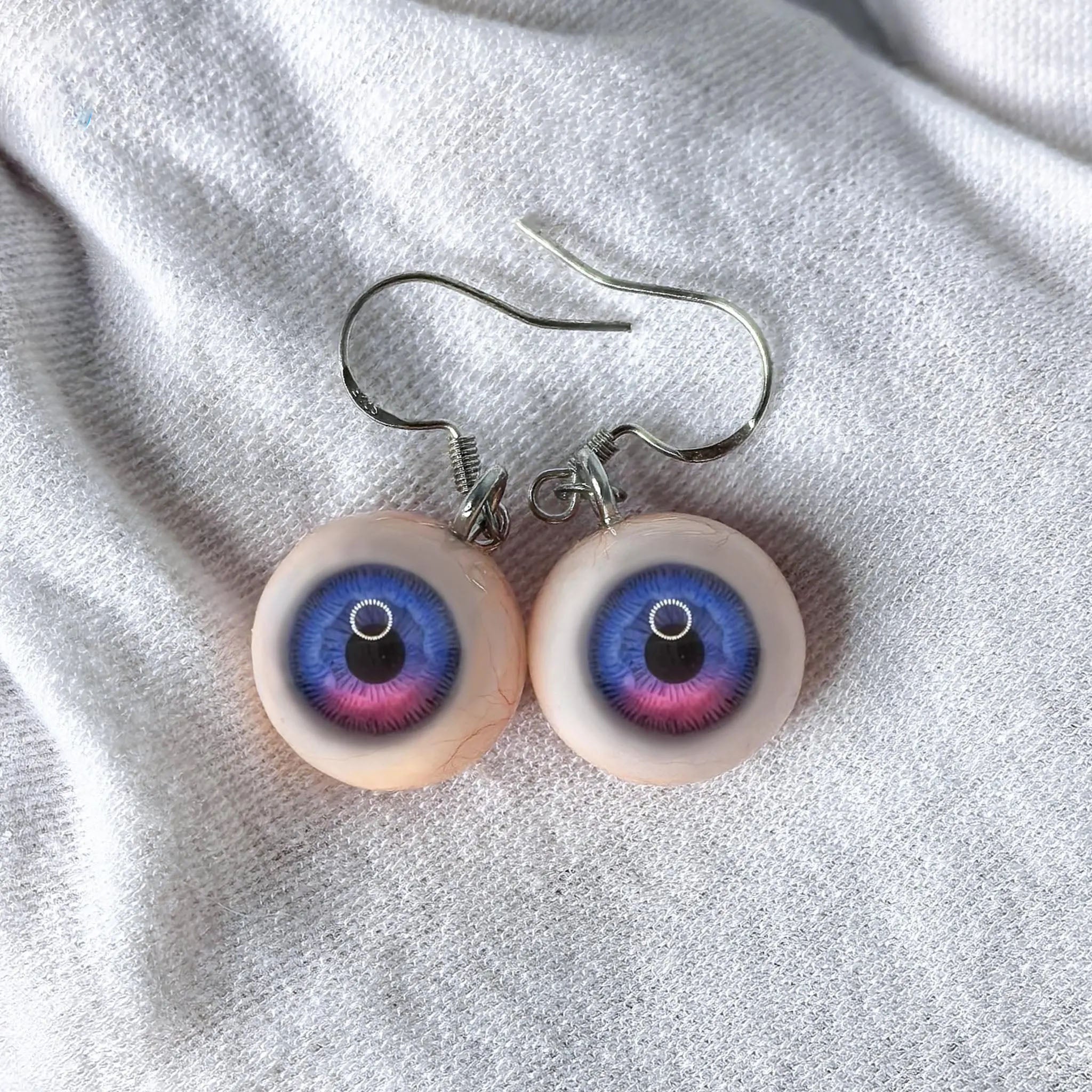 (Pair) Hyper-Realistic Eyeball Drop Earrings | S925 Sterling Silver | Spooky-Cute