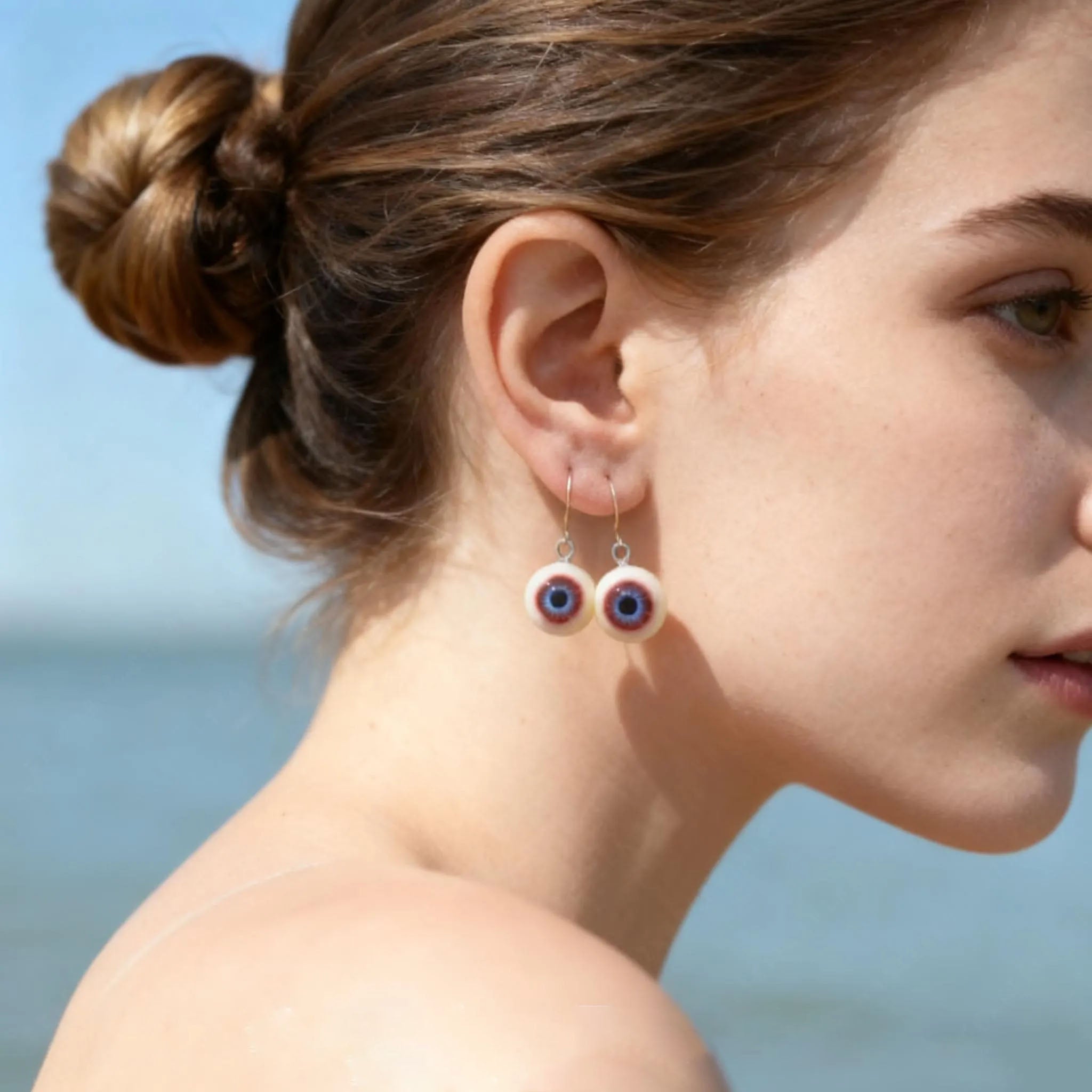 (Pair) Hyper-Realistic Cosmic Blue Eyeball Earrings | S925 Sterling Silver | Spooky-Cute