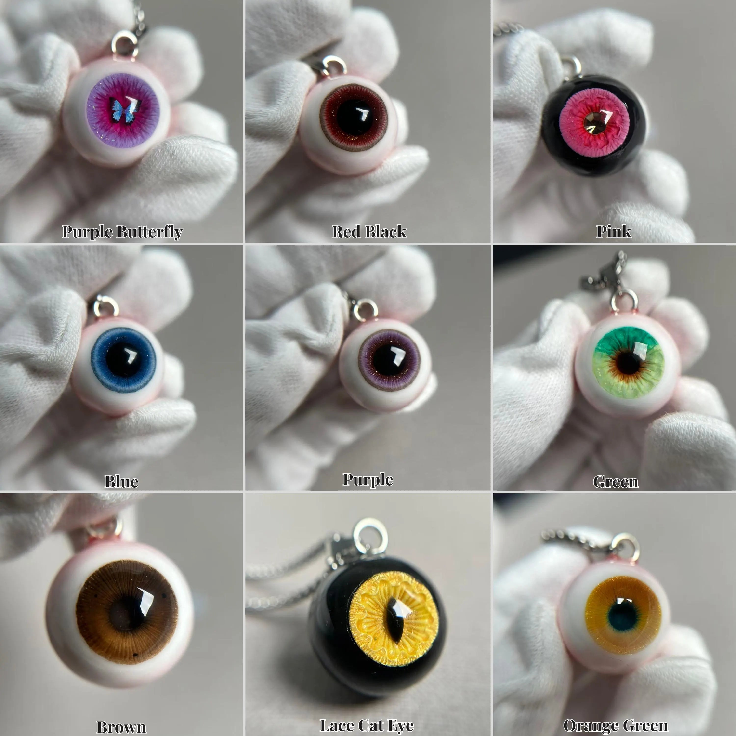 Handmade Realistic Eyeball Necklace - Evil Eye Pendant - Polymer Clay & Resin - Gothic Oddities Gift